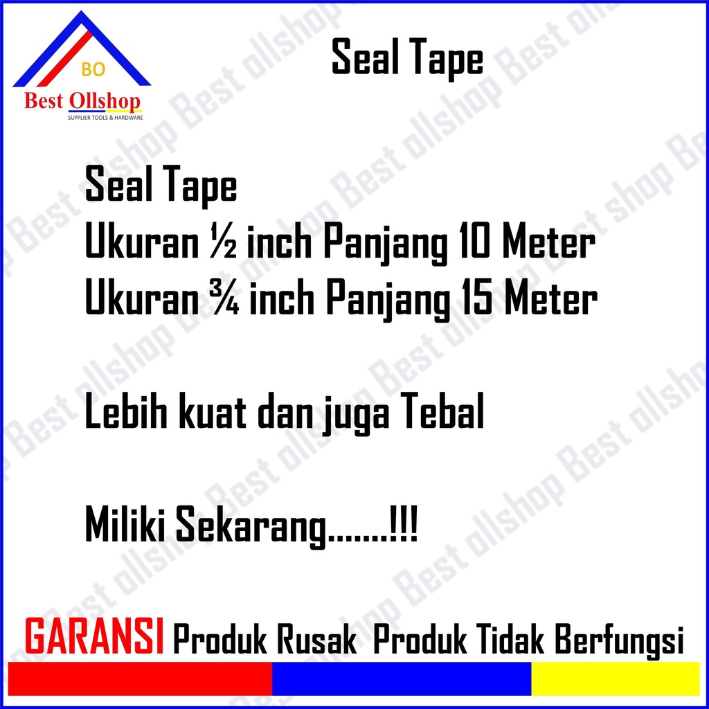 Seal tape 1/2 Inch dan 3/4 Inch / Isolasi Kran Air