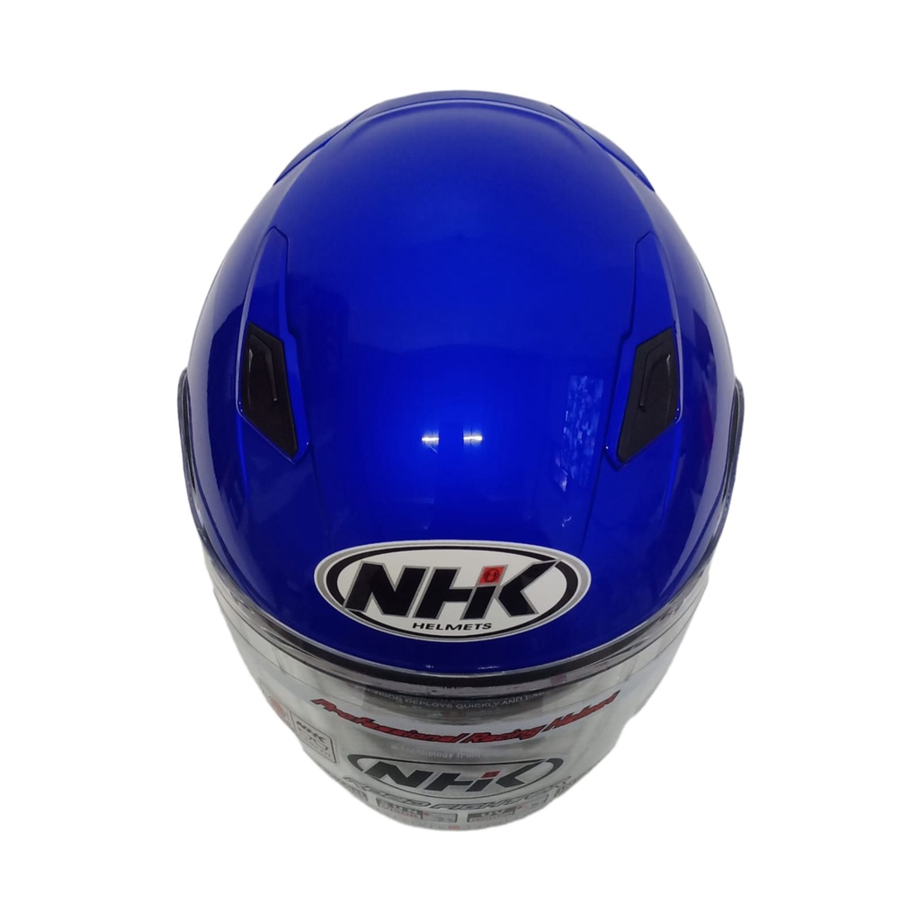 NHK R1 MAX SOLID CANDY BLUE HELM OPEN FACE DOBLE VISOR