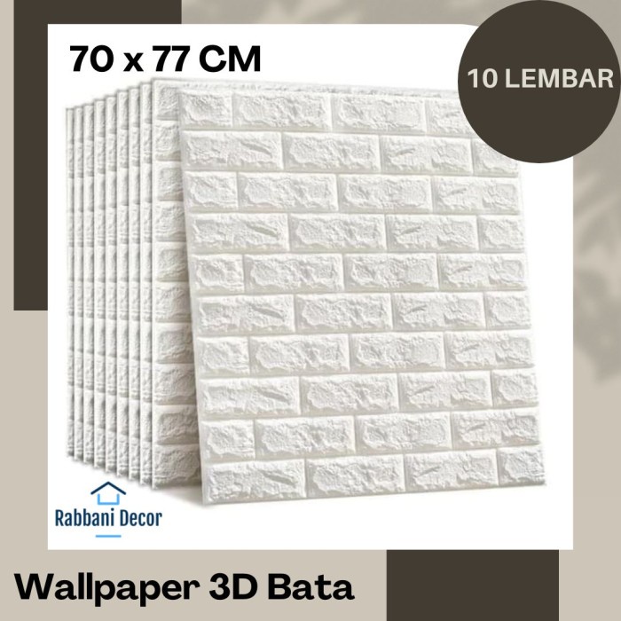 Wallpaper Paket 10 Lembar Wallpaper Dinding 3D Foam Bata 70X77 Cm Self Adhesive