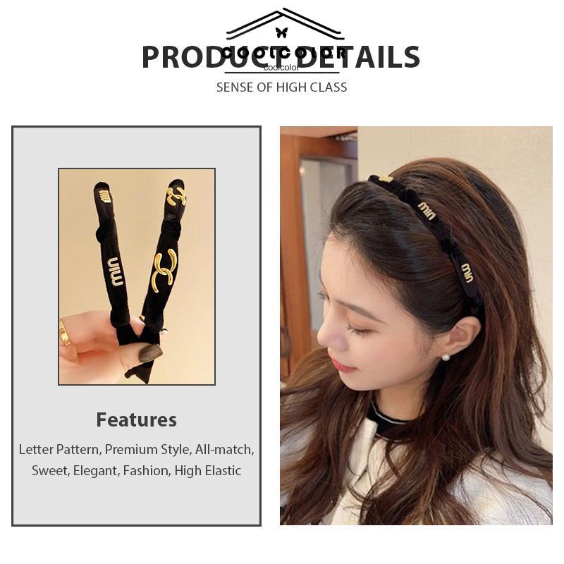 COD❤️Jepit Rambut Retro Beludru Huruf Warna Hitam Untuk Musim Gugur Wanita Aksesoris Rambut- cl