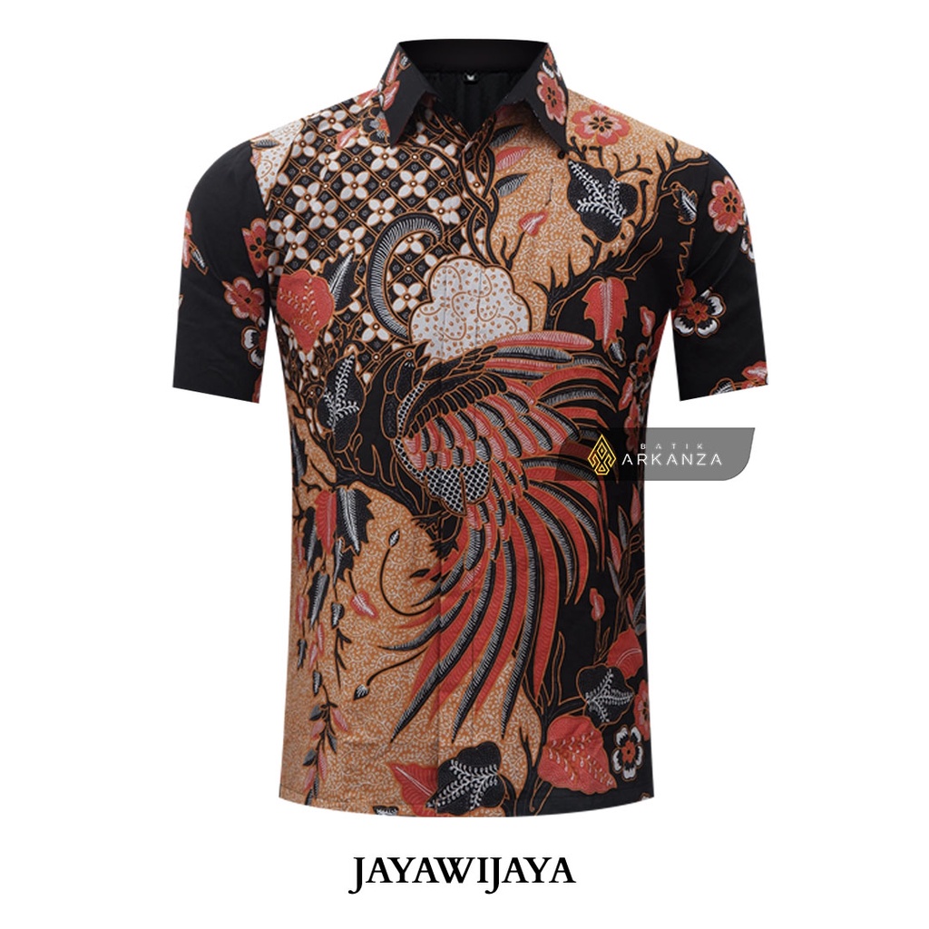 BATIK ARKANZA Motif JAYAWIJAYA Atasan Kemeja Baju Batik Pria Cowok Laki Laki Lengan Panjang Lapis Furing Slim Fit Original Bahan Katun Halus Premium Modern