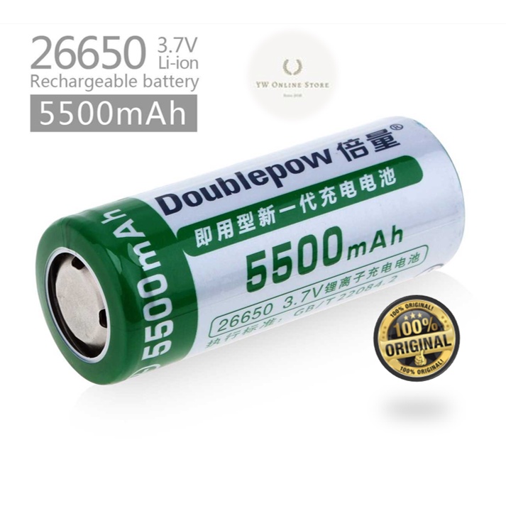 Doublepow Baterai 26650 Rechargeable 3.7 V 5500 mAh 1 PCS