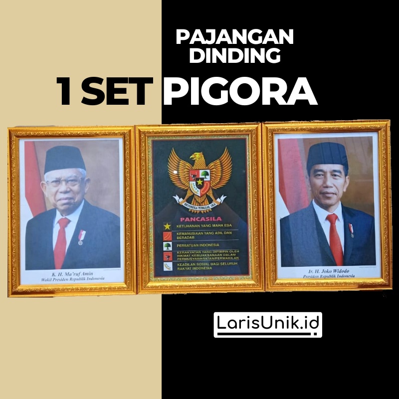 Pigura Poto Presiden Dan Wakil Presiden Poster 1 Set Pigura Dekorasi Dinding Bahan Polyframe Fiber