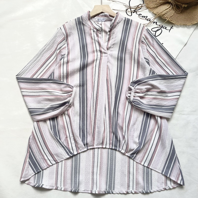 VS - PEVITA STRIPE RAINBOW SHIRT / BLOUSE GARIS OVERSIZE WANITA / BLOUSE STRIPE OVERSIZE