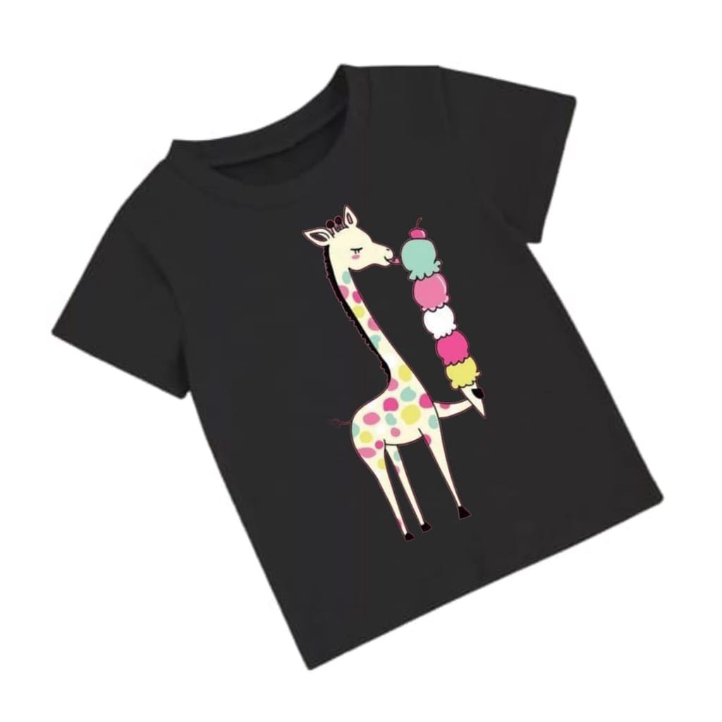 Hzl_outfit Kaos Baju Anak Perempuan Giraffe Ice Cream COD