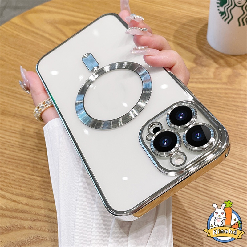 Soft Case Pelindung Handphone Magnetik Transparan Anti Jatuh Untuk iPhone 14 13 12 11 Pro Max