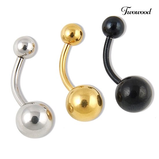 Twowood Surgical Stainless Steel Bola Barbel Cincin Pusar Perut Kancing Tindik Tubuh