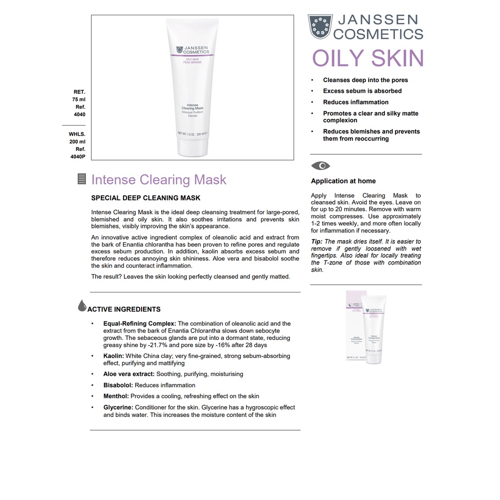 JANSSEN COSMETICS Intense Clearing mask 75ml