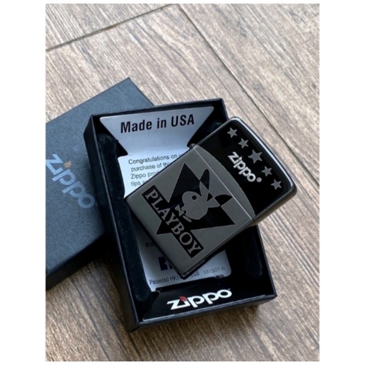 BISA COD! Korek Api Zippo Black Ice Made In Usa Motif Play Boy Original / Mancis Unik / Free Box