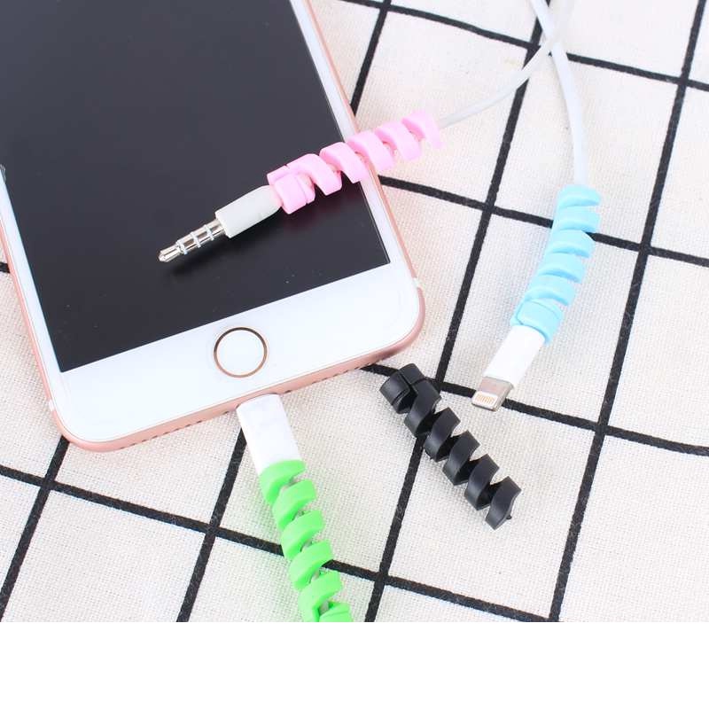 1pc USB Charging Earphone Case Cover Spiral Silikon Pelindung Kabel Data Line Data Silicone Bobbin Winder Pelindung Untuk Semua Ponsel