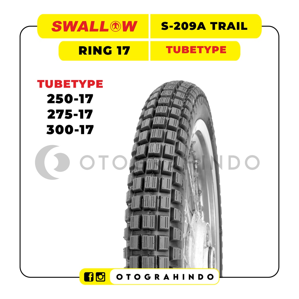 Ban Luar Sepeda Motor Semi Trail Swallow S-209A Ukuran 250 275 300 Ring 17 Tube Type
