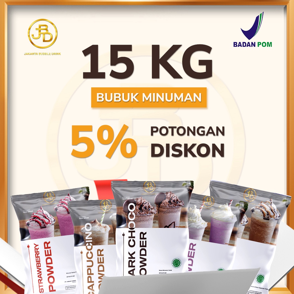 Paket Hemat 15 Pcs 1Kg - Bubuk Minuman Jakarta Bubble Drink All Varian Rasa Mix 15 Pcs