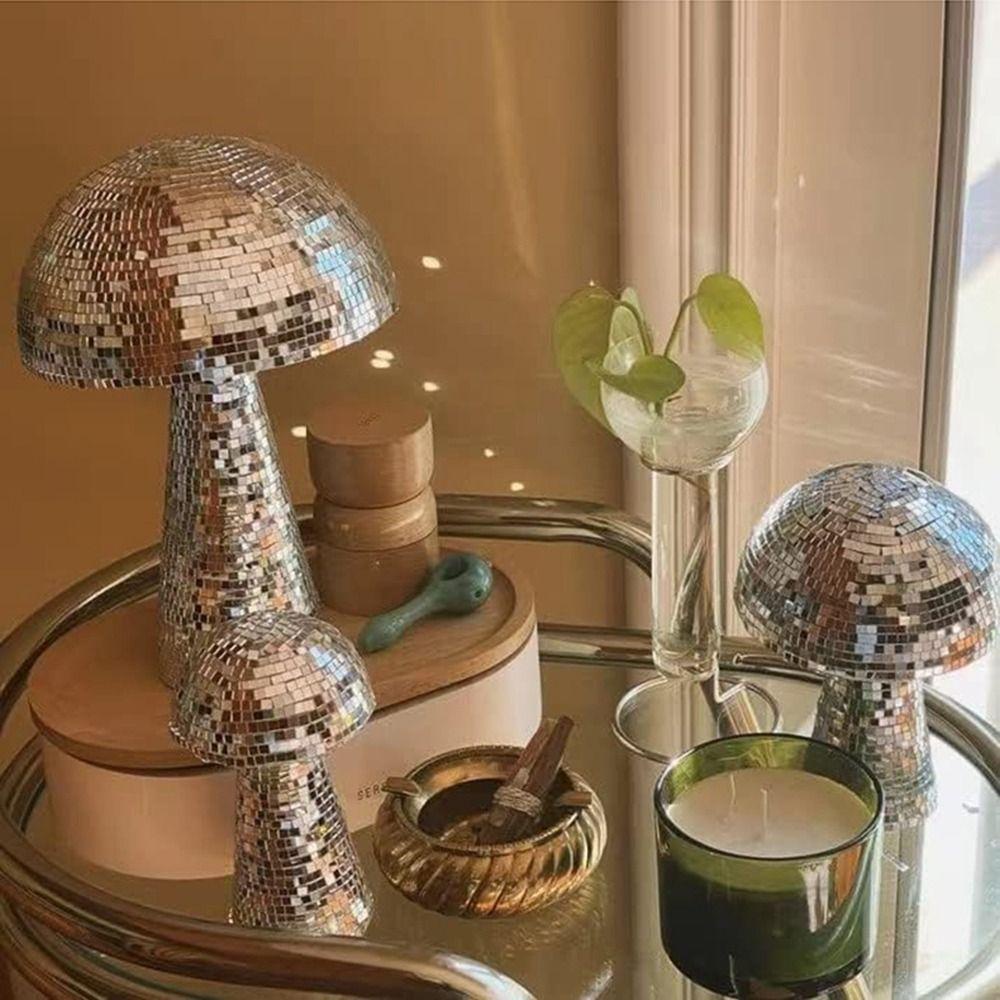 Rebuy Disco Ball Retro Hias Reflektif Bentuk Jamur Dekorasi Meja Kamar Multi Size Crystals Mushroom