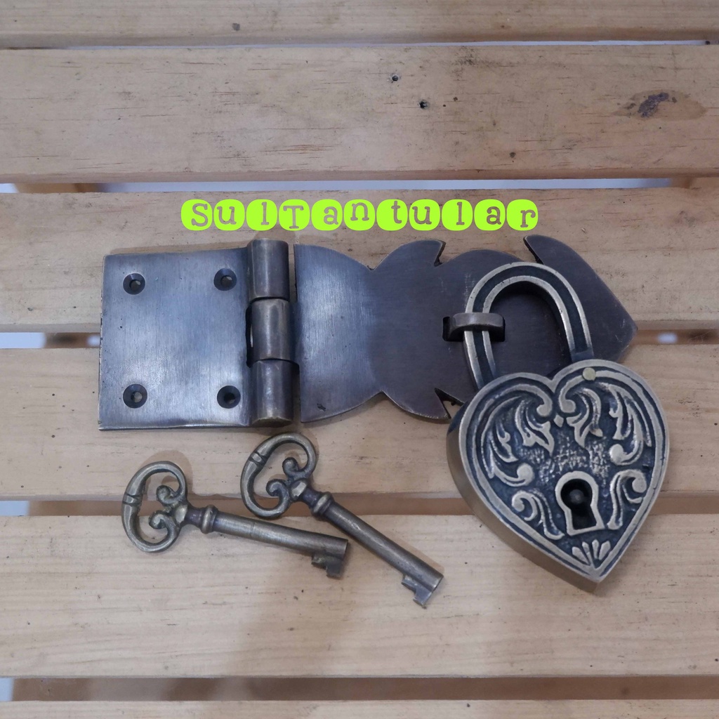 Gembok Engsel Kunci Pintu Kuningan Antik