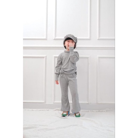 2-6 Tahun One Set MOIRA Katun Rib Kmit Premium Setelan Anak Perempuan Bahan Katun Rib Premium | Setelan Knit Anak Cewe Model Baju Serut Celana Cutbray