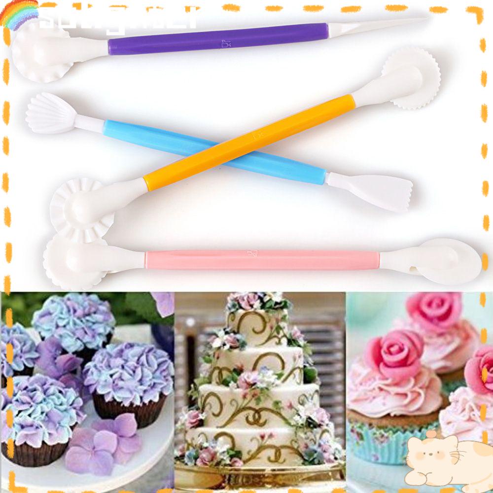 Solighter 4pcs 8pola Ukiran Pemotong Pastry Craft Modelling Flower Fondant