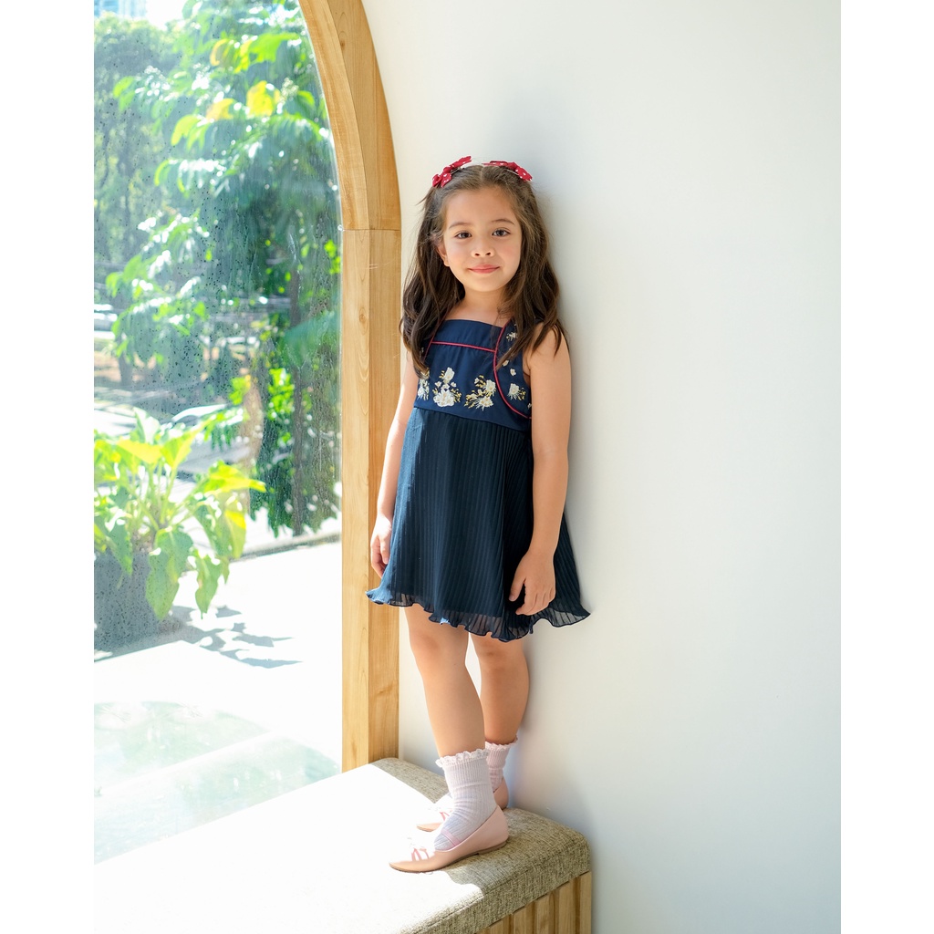 HARA PLEATS DRESS | Dress Anak Perempuan | Baju Pesta Anak Perempuan | Dress Bordir Anak | Dress Plisket Anak