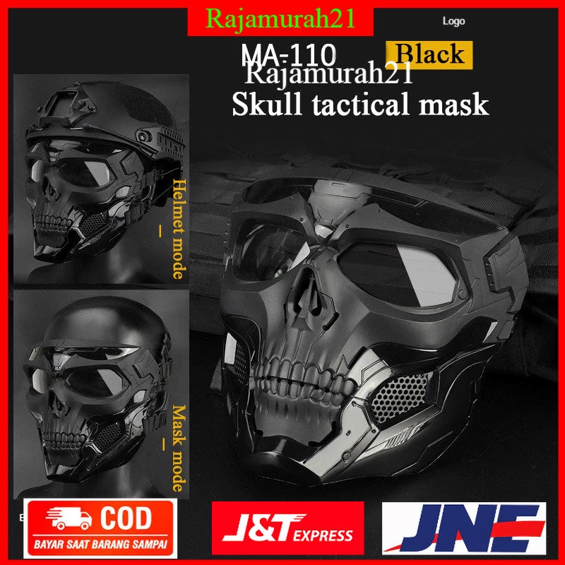 WoSporT Masker Motor Topeng Airsoft Gun Full Face Skull - MA-110 - Black - 7RSE4LBK