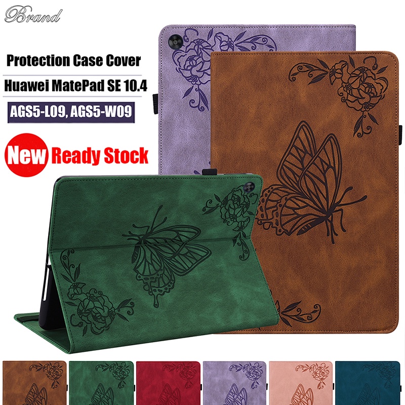 Untuk Huawei MatePad 10.4 SE (2022) AGS5-L09 AGS5-W09 Mate Pad SE 10.4-inch Fashion 3D Timbul Kupu-Kupu Casing Kualitas Tinggi Tablet Perlindungan Case Flip Dompet Kulit Stand Cover SE SE