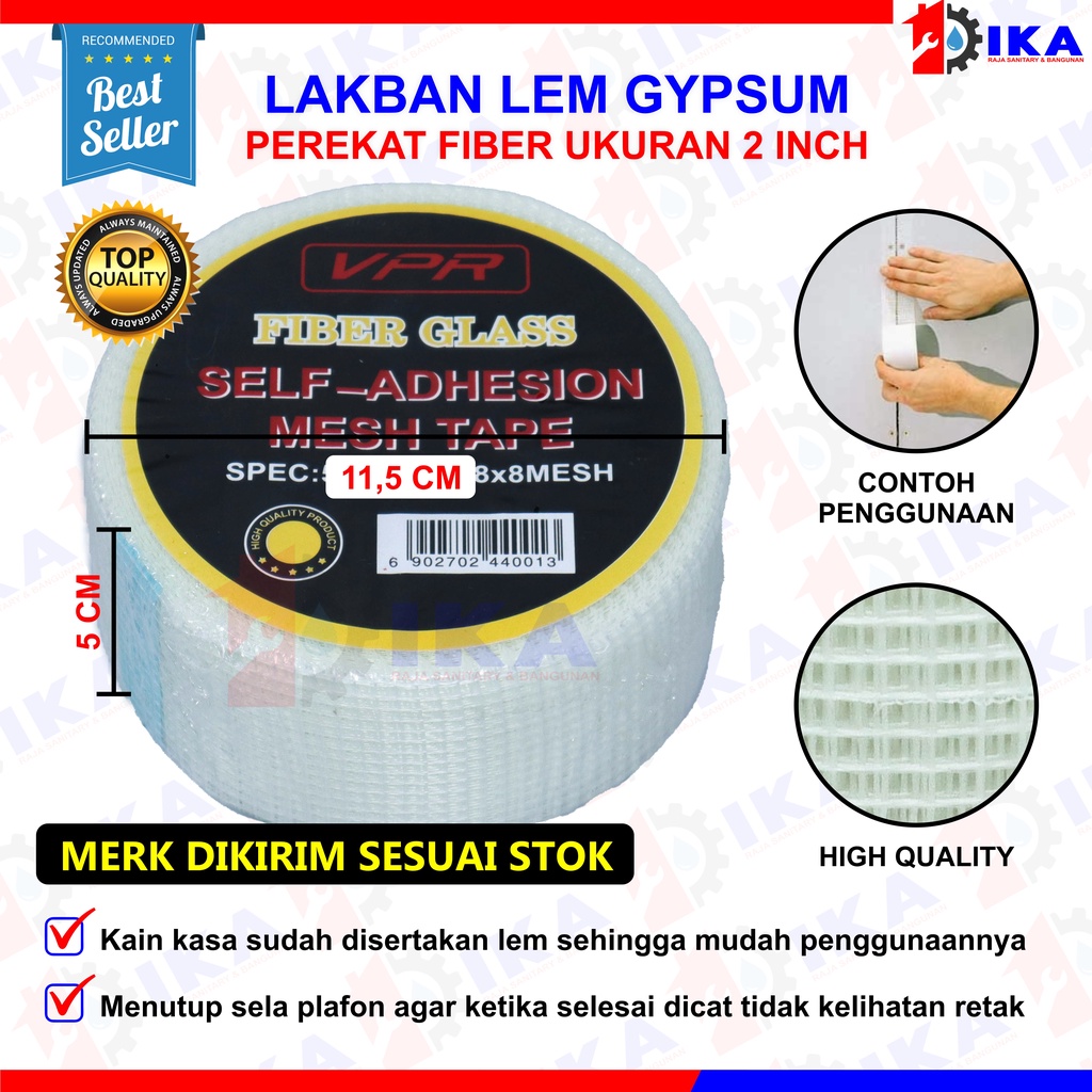 Lakban Kasa Gypsum - 5CM x 40M - High Quality KASA LEM GYPSUM FIBERGLASS / PERBAN PLAFON GIPSUM 2&quot; x 40 METER