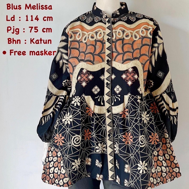 Atasan Blus Batik Wanita Terbaru Jumbo Busui Kancing Depan Lengan Panjang Balon Bahan Katun Halus So