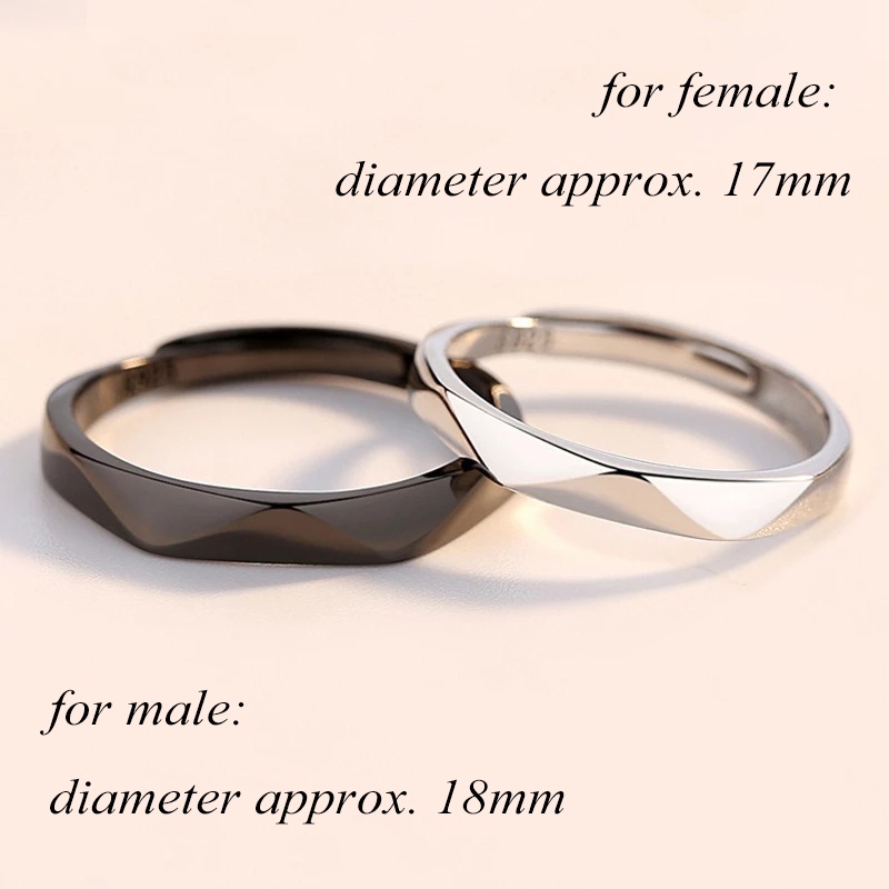 Belah Ketupat Couple Rings Adjustable Perhiasan Aksesoris Elegan Cincin Tunangan Trendy Hitam Putih Alloy Ring