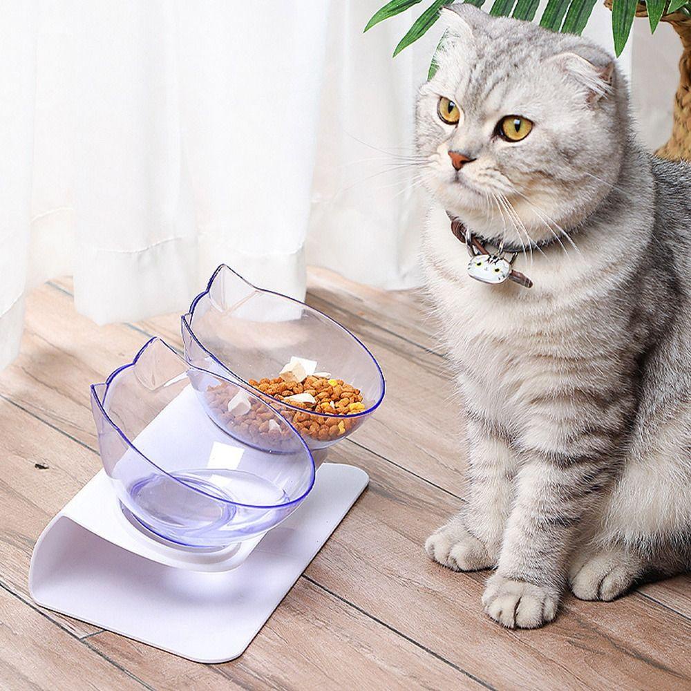 Solighter Mangkuk Ganda Non-slip Makanan Air Mangkuk Minum Hewan Peliharaan Kucing Anjing