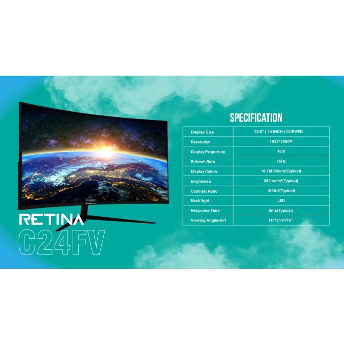 Monitor CUBE GAMING RETINA 23.8&quot; C24FV / LCD 23.8&quot; / LED 23.8&quot;