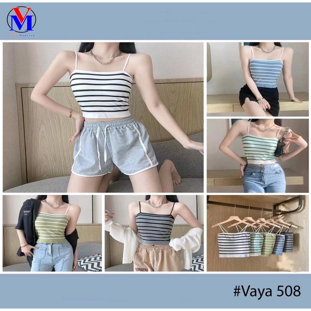 Vaya Tanktop Bra With Cup (Premium) Art 508 / Miniset Perempuan Motif Salur Super LEMBUT