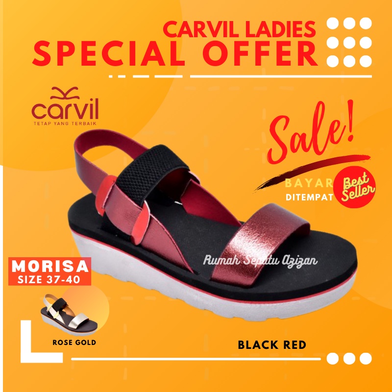 SANDAL CARVIL WEDGES CASUAL WANITA CARVIL MORISA-L ORIGINAL CARVIL