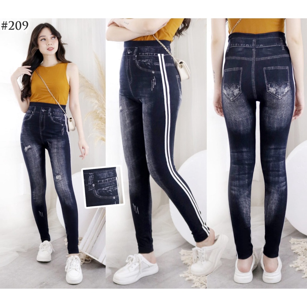 LEGGING JEANS HIGHWAIST IMPORT / LEGING RIPPED JEANS / LEJING WANITA IMPORT