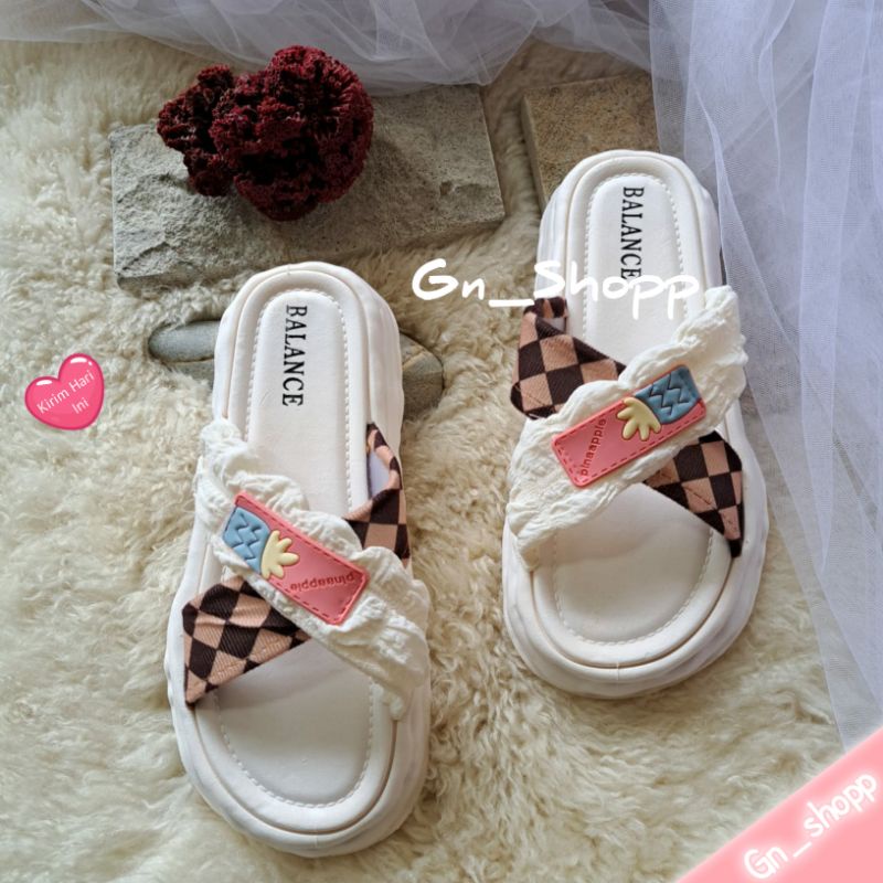 Sandal Wanita Tali Silang Kotak Terbaru CTR 000-A2