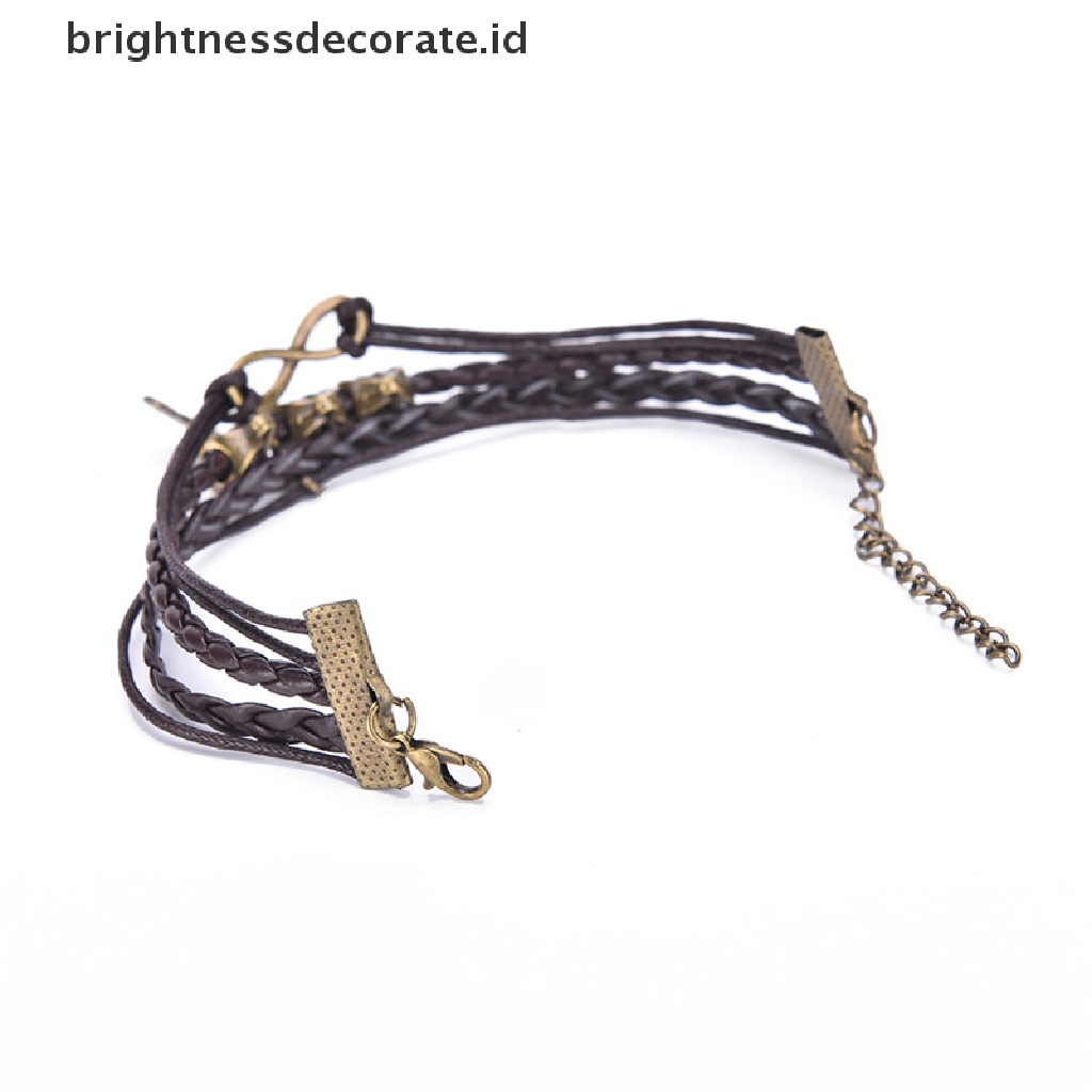 [Birth] Vintage Kulit Gitar Musik Note Infinity Punk Gelang Perhiasan Fashion Baru [ID]