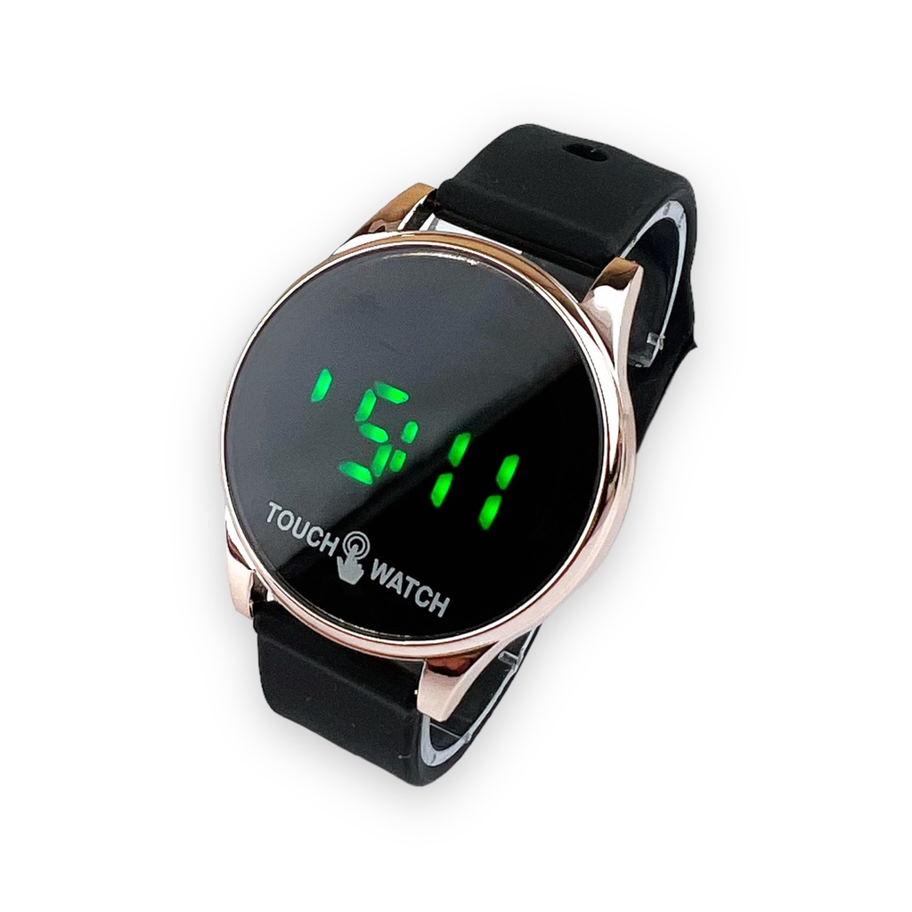 COD✅ Jam Tangan Digital Wanita Pria Watch LED Rubber Elektronik Touch Screen Harga Murah    S1201-S1267-Case Rosegold