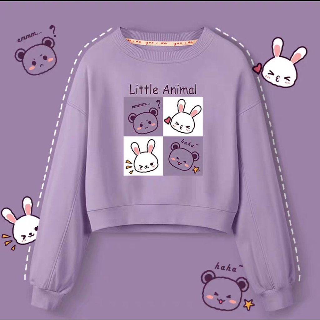 LITTLE ANIMAL CUTE SWEATER CROP TOP KOREAN STYLE (PS)