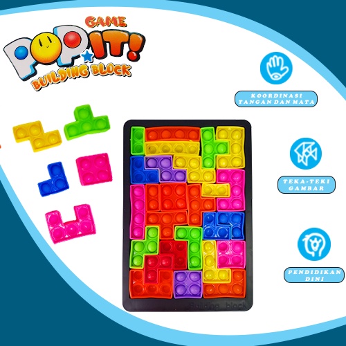 Mainan Anak Pop It Tetris/  Mainan Building Block Pop it MU10 JS