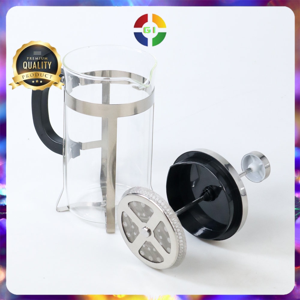 Teko Penyeduh Kopi Teknik French Press Pot 600ml Stainless