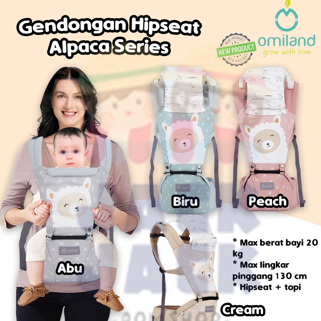 Omiland Gendongan Hipseat Alpaca Series | Omiland Gendongan Bayi Depan Alpaca Series