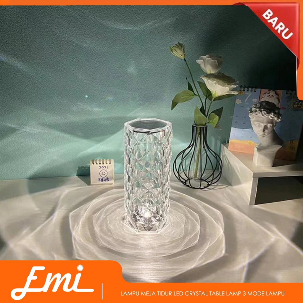 Lampu Meja Tidur LED Crystal Table Lamp 3 Mode Lampu Wide Effect