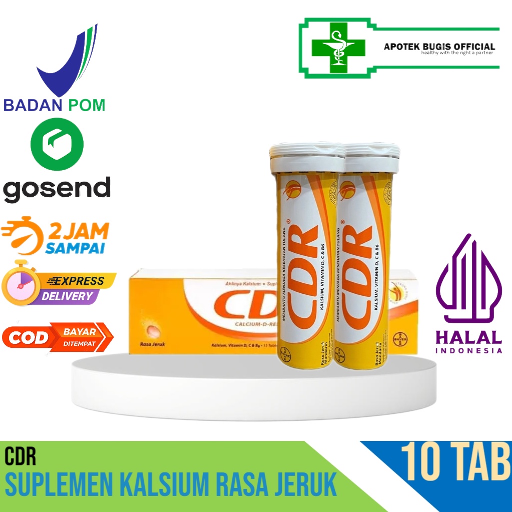 CDR Suplemen Kalsium Rasa Jeruk isi 10 Tablet CDR Vitamin Tulang