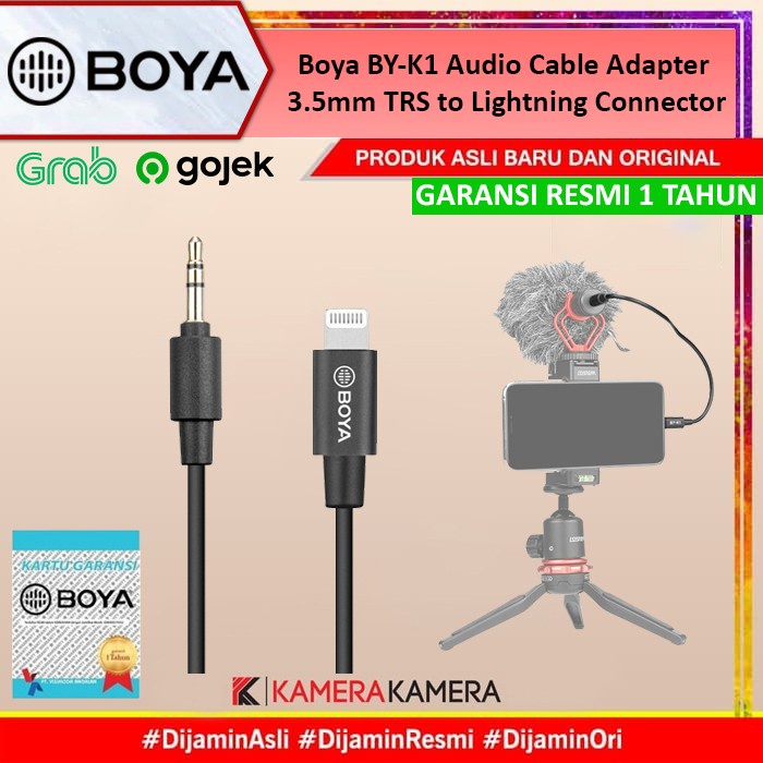 Kabel Boya By-K1 Audio Cable Adapter 3.5Mm Trs To Lightning Connector