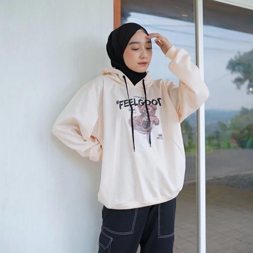 Hoodie Sweater BEAR FEEL GOOD bisa untuk jaket pria/wanita