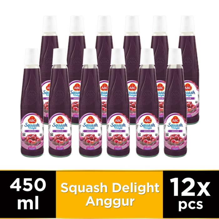 

ABC SIRUP SQUASH DELIGHT ANGGUR 450 ML - MULTI PACK 12 PCS