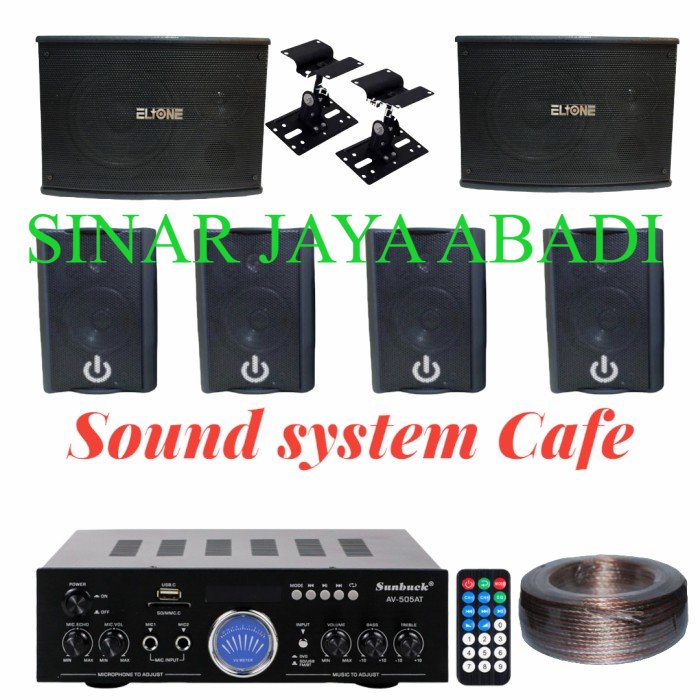 PAKET SOUND SYSTEM CAFE 6 SPEAKER 6.5 INCH DAN 4 INCH