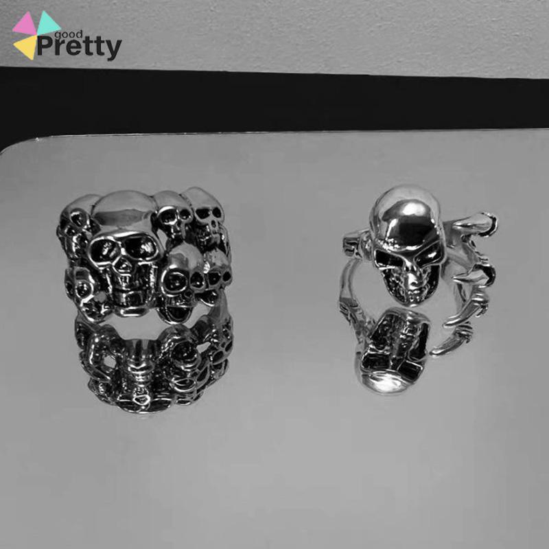 Cincin punk perak antik yang dipersonalisasi Pria aksesori fashion Korea - PD