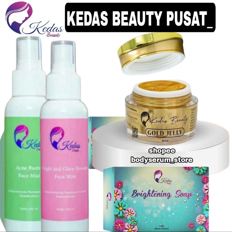 PAKET GLOWING DAN JERAWAT | SABUN | GOLD JELLY | FACE MIST KEDAS BEAUTY