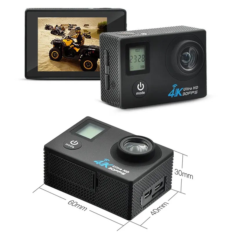 Action Camera Sportcam 4k 2 LCD Kamera Sport Cam 2 Layar +REMOTE Ultra HD WiFi Kamera Sport | Kogan 4K Wifi Ultra HD Action Camera Wifi Sports Cam Dual Layar | Kamera Sport - Vlog - Go Pro | FMS