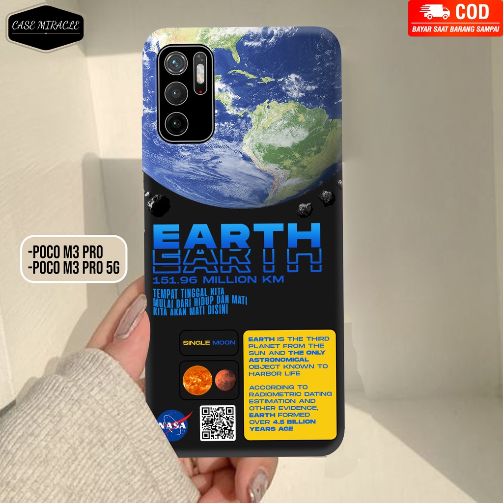 CM Case XIAOMI POCO M3 PRO Softcase Lentur Warna Hitam Macaron Protector Lensa Kamera Kaca  [ PLANET