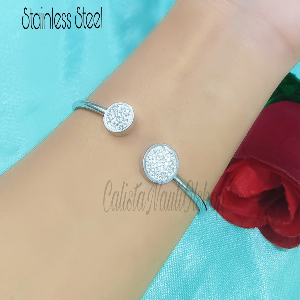 GELANG TITANIUM SECRET FULL MATA PERHIASAN EMAS KOREA ANTI KARAT DAN ANTI LUNTUR