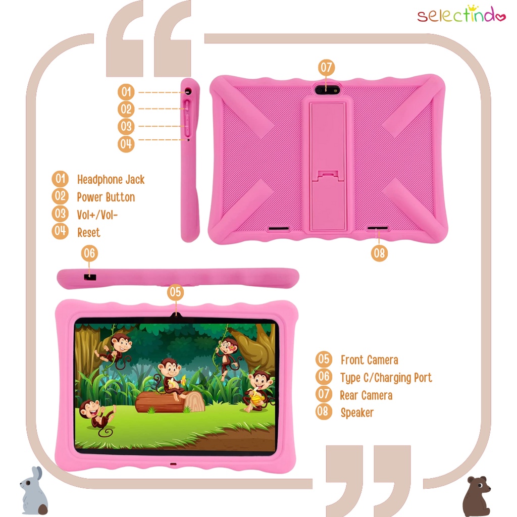 Kids Tablet / Tablet Anak / Tablet 10 Inch / Tablet PC / Tablet Android 10 / 2/32GB / Kids Gift / Zoom / WhatsApp / Play Store / 2 Camera / WiFi only